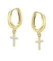 Sparkling Cross Silver Huggies Earring HO-2114